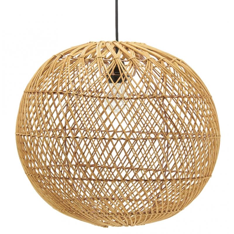 Abat-jour boule en rotin