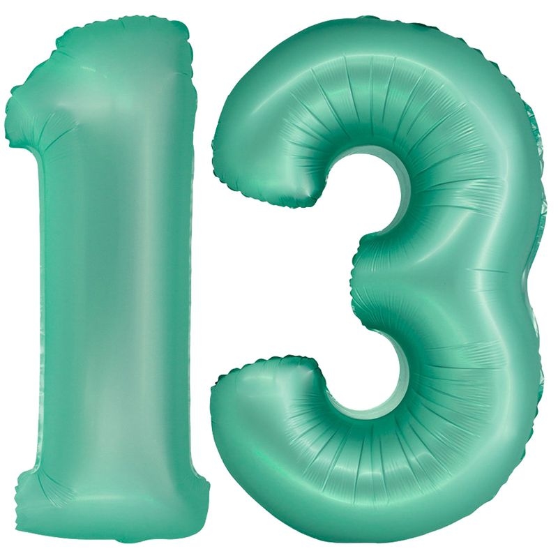 Playflip XL Folienballon mint grün Zahl 13
