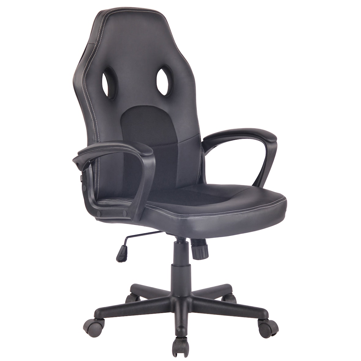 Décoshop26 - Fauteuil de bureau design sportif en synthétique noir maille noir BUR10480