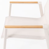 thumbnail of METRO PROFESSIONAL Stapelstoel met teakhouten armleuning, aluminium/synthetische stof, beige