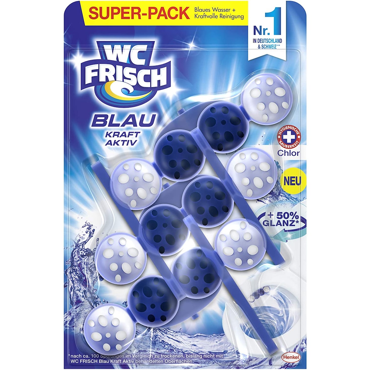 WC FRISCH Kraft Aktiv Blauspüler Chlor 150g WC Reiniger Toilettenreiniger
