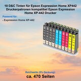 thumbnail of 10 D&C Tinten für Epson Expression Home XP442 Druckerpatronen kompatibel Epson Expression Home XP-442 Drucker