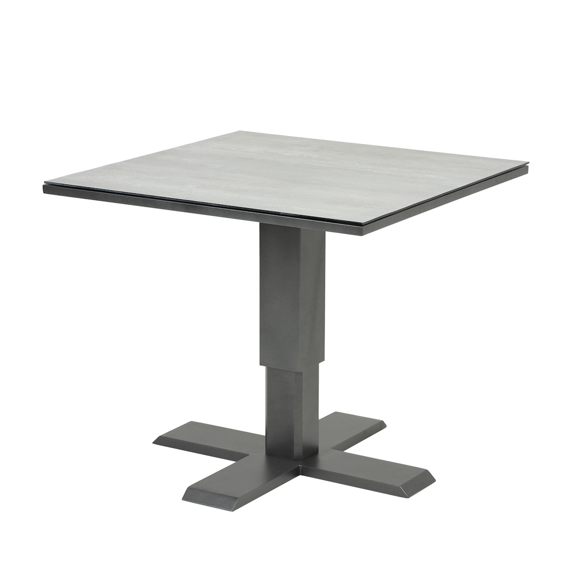 Mesa lateral elevável, vidro temperado, Alumínio, Cor Antracite, 80x48,5 a 70 cm