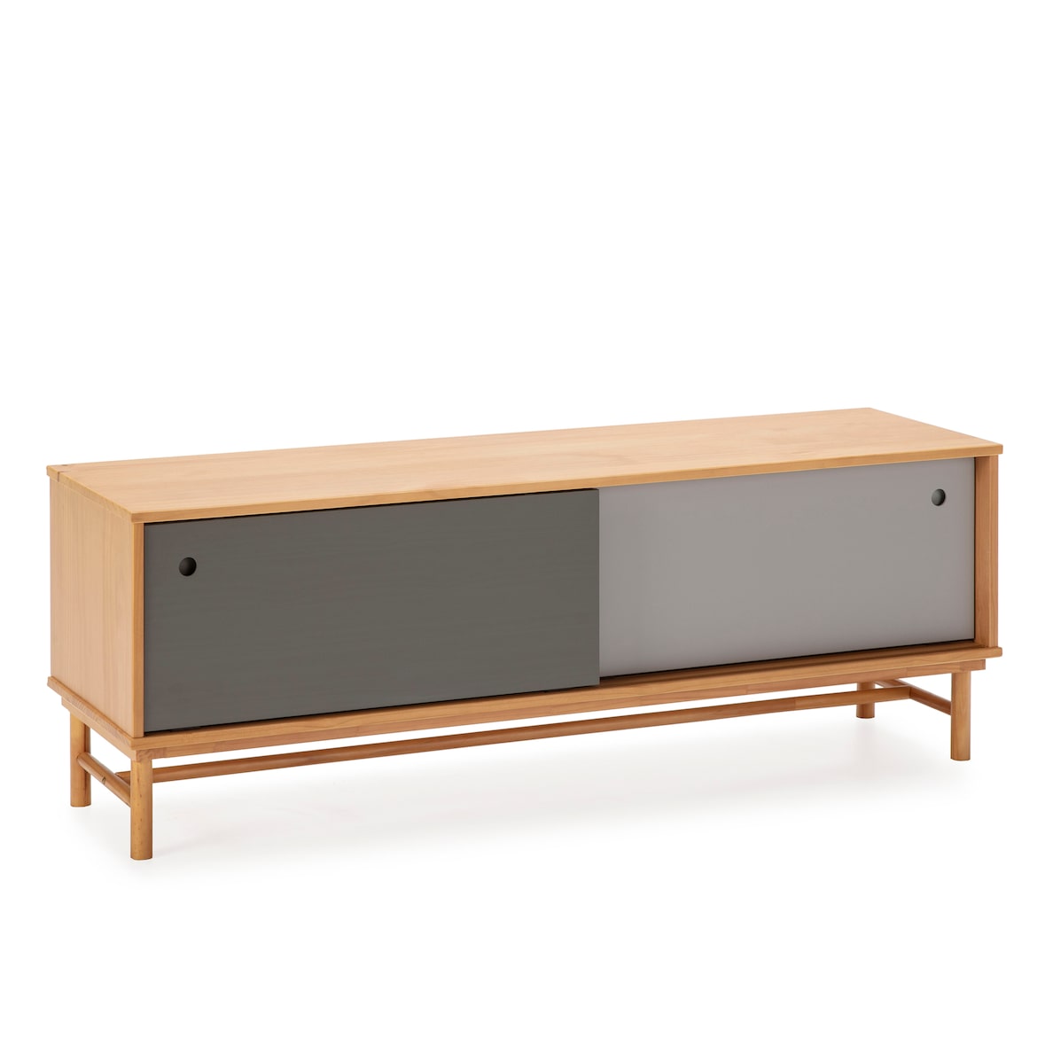 Mobile TV Magnus 2 Ante Scorrevoli Colore Grigio, Legno Massello, 140 cm (Larghezza) 40 cm (Profondità) 50 cm (Altezza)