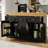 thumbnail of Bartische MDF Schwarz 120-200x40x76 cm ausziehbar mit Schublade, Türfach und herausziehbarem Bereich
