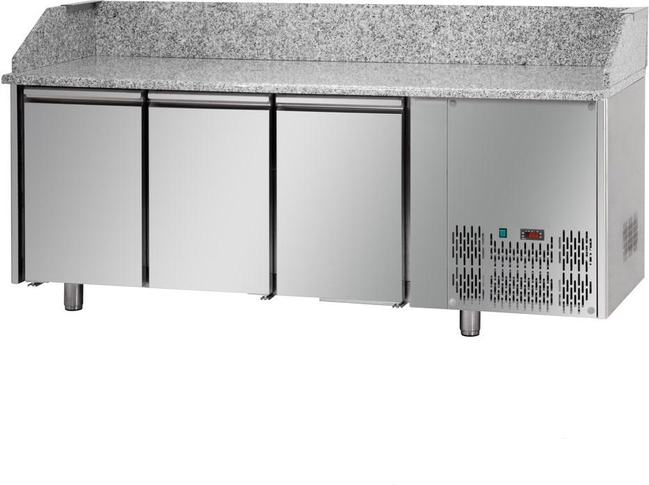Tecnodom Pizzatheke 3 Türen GN 1/1 Granitplatte