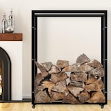 thumbnail of DELUKE® Kaminholzregal innen Metall SATLO mit Rollen Brennholzregal innen Kaminholzständer Kaminholzhalter Feuerholzregal Schwarz, 25x100x125cm