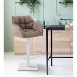 thumbnail of Banco de bar Damaso com revestimento em tecido terra castanha/branco