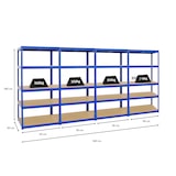 thumbnail of PROREGAL Mega Deal | 4x Schwerlastregal Slim Elephant M | HxBxT 180x90x60 cm | 5 Ebenen | Fachlast 350 kg | Blau | Stecksystem Lagerregal 4 Stk.