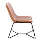 thumbnail of SVITA RON Loungesessel Cocktailsessel Clubsessel ohne Armlehnen Metall-Gestell Leder-Optik Cognac