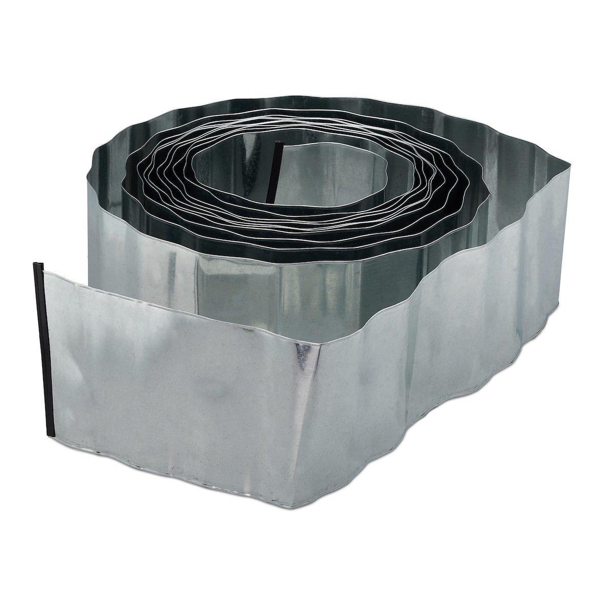 Relaxdays Rasenkante 10m, Beetbegrenzung aus Metall, verzinkt, flexibel, Umrandung f. Beet oder Rasen, 16cm hoch, silber