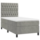 thumbnail of vidaXL Boxspringbett mit Matratze & LED Hellgrau 80x200 cm Samt