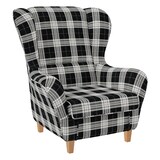 thumbnail of Supellex Sofia Ohrensessel mit Hocker | Design Oxford kariert