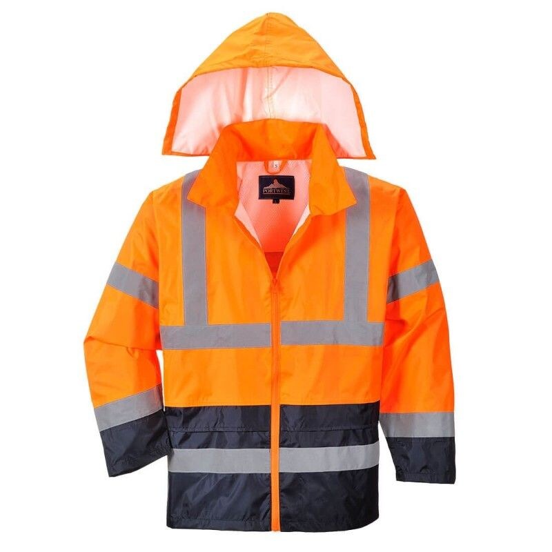 Portwest - Veste de pluie bicolore ventilée dans le dos HV Orange / Bleu Marine Taille L