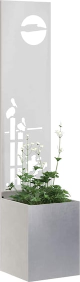 thumbnail of vidaXL Blumentopf mit dekorativem Paneel Silber 32 x 140 cm Edelstahl