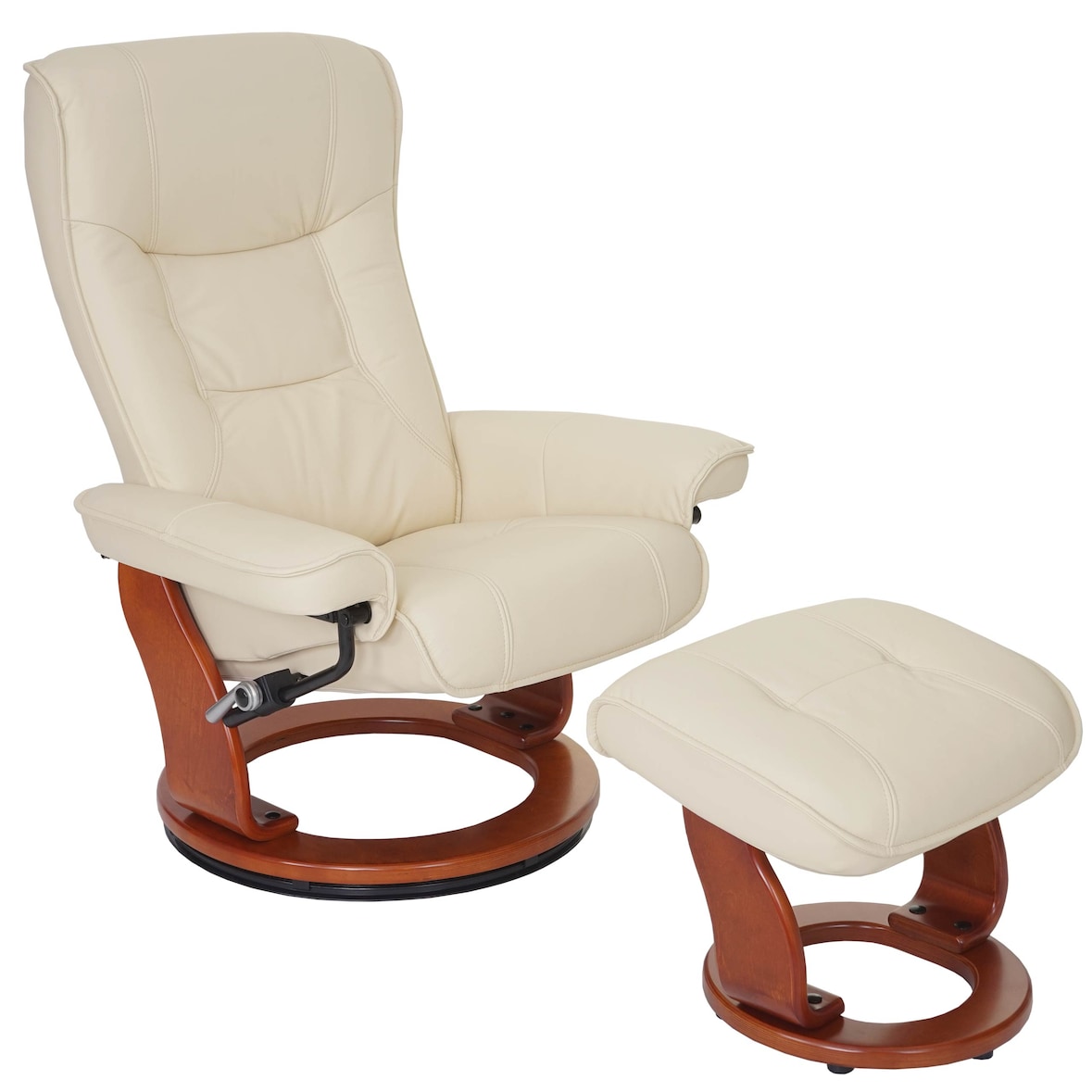 MCA Relax fauteuil Hamilton, TV fauteuil kruk, echt leer 130kg belastbaar ~ crème, honingkleurig