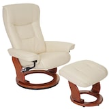 thumbnail of MCA Relax fauteuil Hamilton, TV fauteuil kruk, echt leer 130kg belastbaar ~ crème, honingkleurig