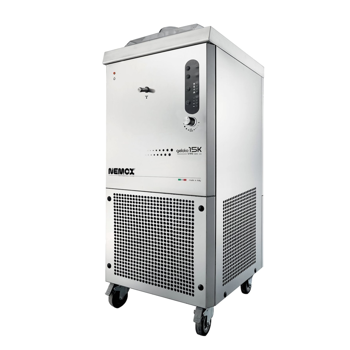 Mantecatore professionale alta efficienza con funzione conservazione. Produzione 15 kg/ora. Controllo elettronico velocità. Modello GELATO 15K Crea