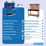 thumbnail of SimonRack Établi d’atelier, 1210x610 mm, panneau perforé, Charge 600 kg, Galvanisé - BT-3