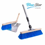 thumbnail of Blue-Star Besen Komplett SET 40 cm Breit mit blauen Borsten und Teleskopstiel Handfeger Kehrschaufel Stiel Straßenbesen