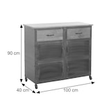 thumbnail of Cómoda HWC-N28, mueble, ruedas 2 cajones, estructura 3D metal industrial retro madera 90x100x40cm ~ negro, natural