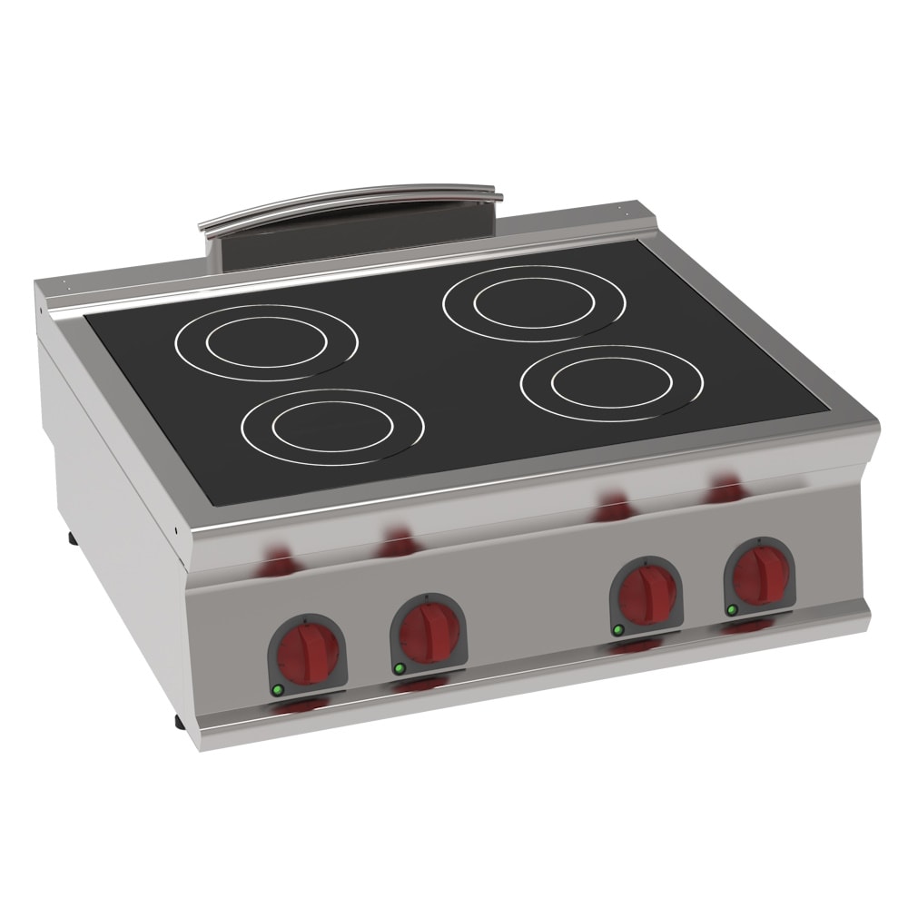 Fogão de indução elétrico 4 zonas quentes de mesa - 800x700x280 mm - 14000 W 400/3V - 35761617 Eurast