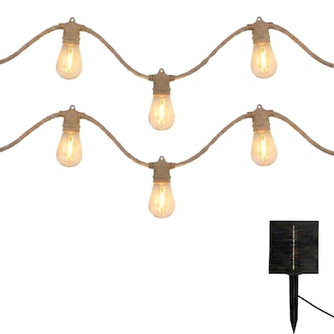 Lumisky 2 Guirlandes solaire FANTASY CORD HYBRID 10 ampoules 7.50M Corde Beige