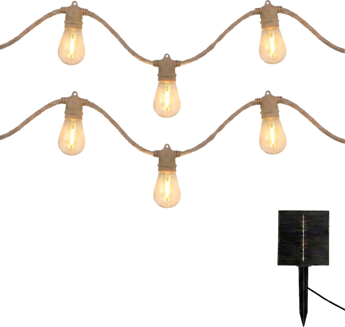 Lumisky 2 Guirlandes solaire FANTASY CORD HYBRID 10 ampoules 7.50M Corde Beige