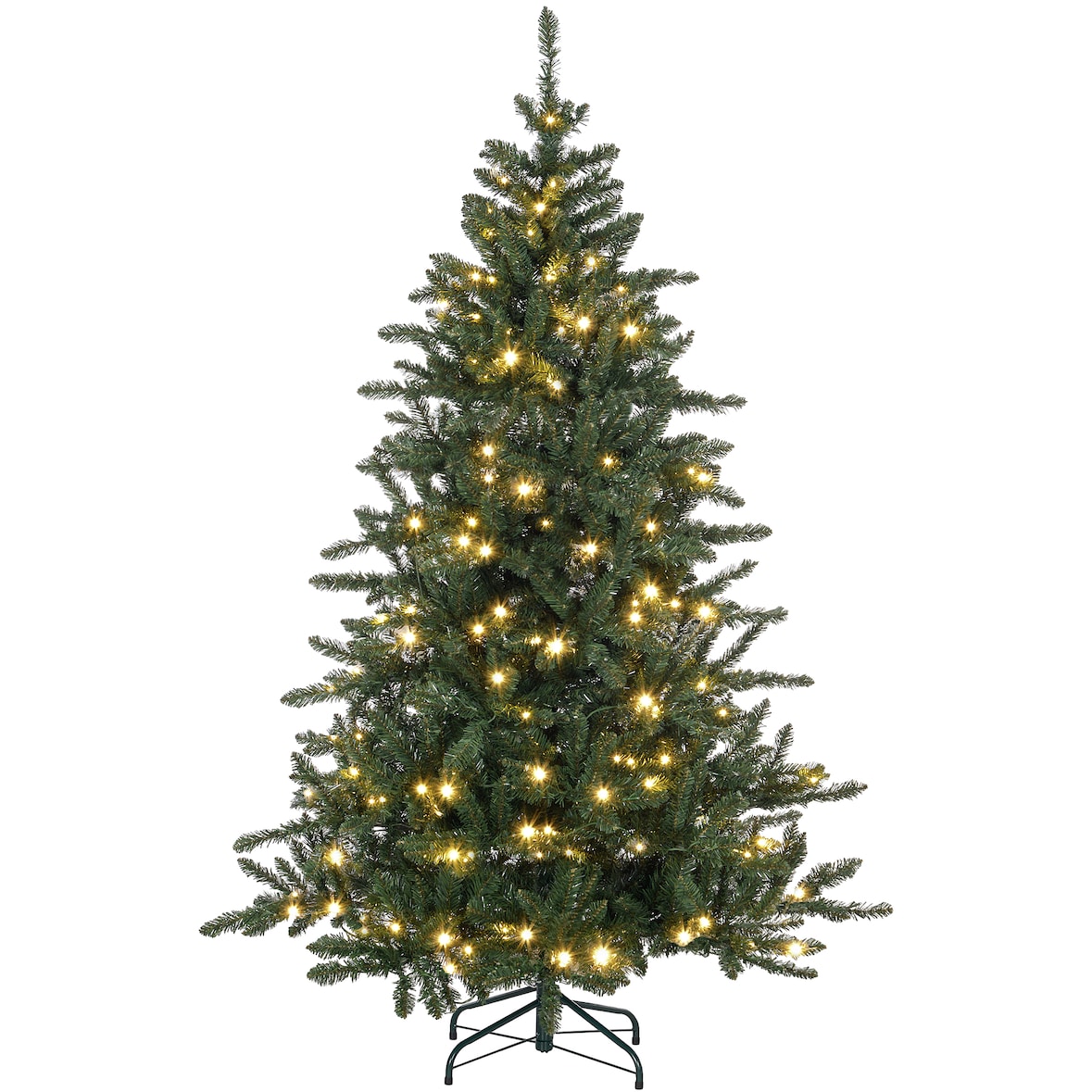 Árbol de Navidad 180 cm árbol de Navidad artificial con 310 luces LED 872 ramas y patas de metal árbol Navideño para salón interior verde