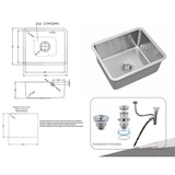 thumbnail of Pia Infiniton Elkano50.40, Largura 53 cm, Uma Cuba Retangular, Aço Inoxidável