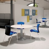 thumbnail of Mesa de reunião redonda Rocada com tampo de 100cm de diâmetro e base metálica. Altura 72cm. cor: antracite / tampo cinza