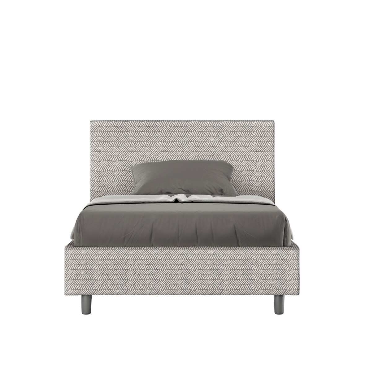 Letto una piazza e mezza con rete imbottito 120x190 tessuto Aragona 1 bianco Adele