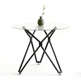 thumbnail of Esstisch rund Glas Schwarz 90x90x78 cm mit Hartglasplatte und Metallbeinen, minimalistisches Design, verstellbare Füße, für Küche