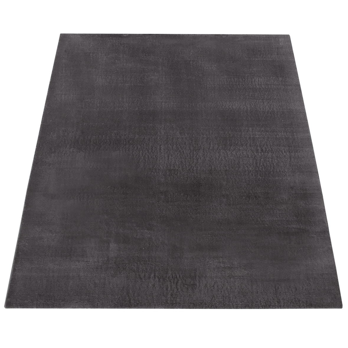 Teppich Kurzflor waschbar Unifarben Wohnzimmer schmutzabweisend Anthrazit Rechteckig 140x200 | 100% Polyester | Florhöhe: 10 mm | pflegeleicht