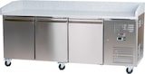 thumbnail of Cleiton® Pizzatisch 3 Türen 200x80 cm mit Arbeitsfläche aus Granit mit Umluftkühlung | Pizzakühltisch aus Edelstahl