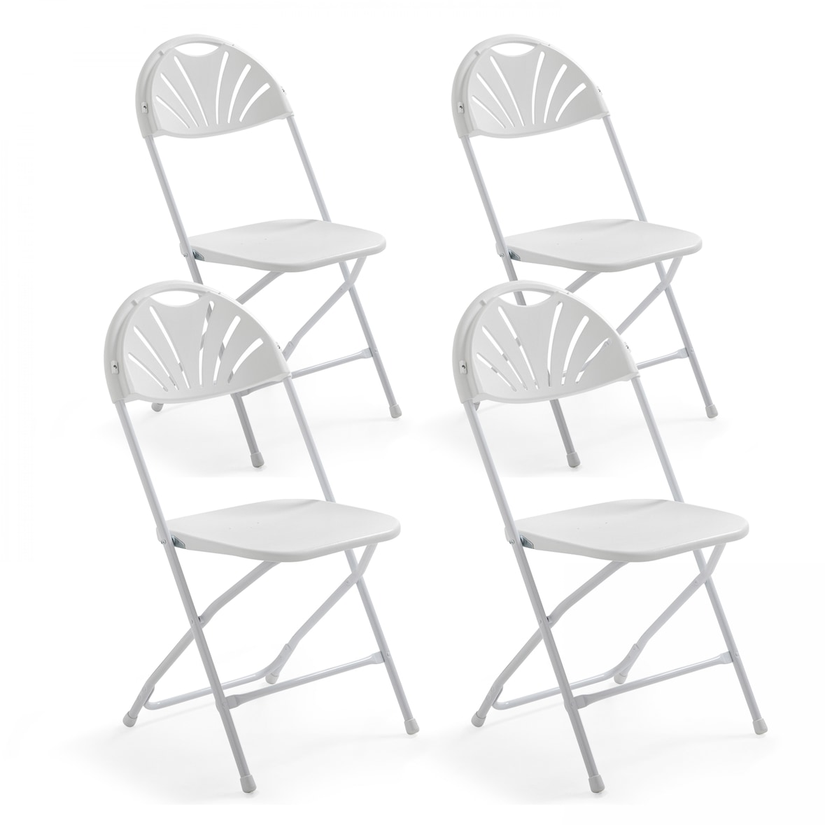 Rekkem confortevole sedia pieghevole in HDPE 45 x 45 x 89cm x4 Bianco