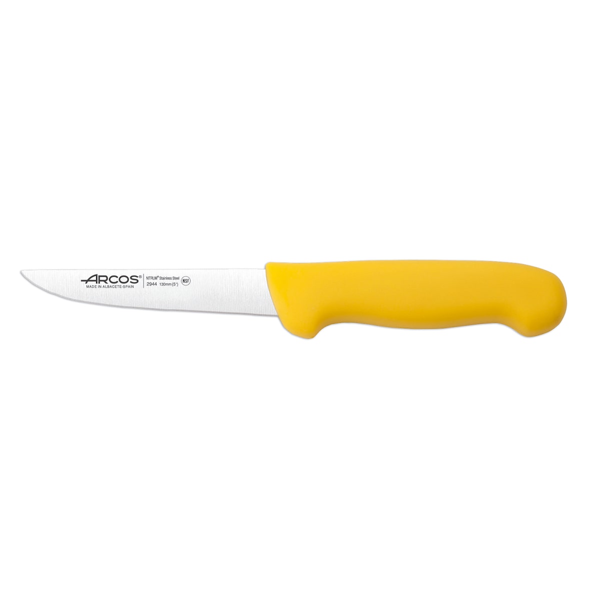 Arcos Cuchillo Deshuesador, Hoja de Acero Inoxidable NITRUM de 130 mm, Mango inyectado en Polipropileno, Color amarillo
