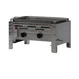 thumbnail of Gastrobräter, 2 Brenner je 4,5 kW, mit Edelstahlpfanne, B 480 mm x T 530 mm x H 270 mm, inkl. Gewerbedruckregler u. Schlauchbruchsicherung