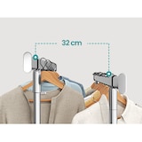 thumbnail of Schwerlast Kleiderständer auf Rollen bis 270 kg, mit Ablage und Haken, Garderobenständer, 2 ausziehbare Kleiderstangen, verstellbare Höhe, silbern