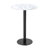 thumbnail of 60 cm hoge ronde tafel met zwart onderstel en wit marmeren blad