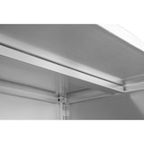 thumbnail of METRO Professional Mesa-Armario de trabajo con soporte GSCB1120B, para restauración, acero inoxidable, 120 x 70 x 95 cm, con puerta corredera, plata