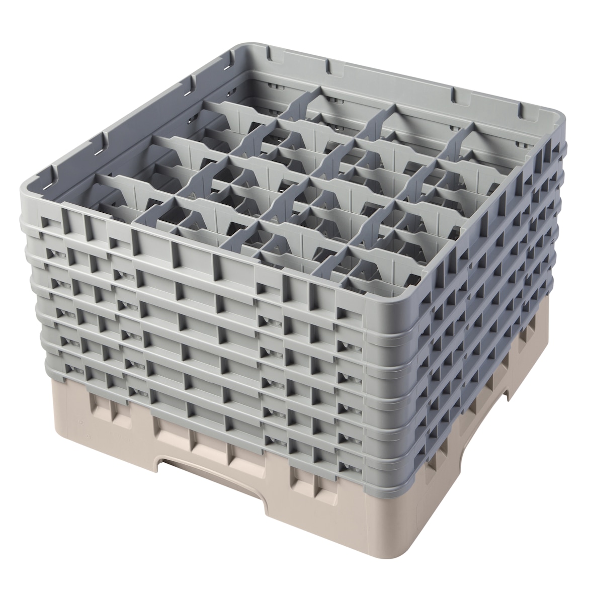CAMBRO - 16S1114-184 - Rack para lavagem 16 comp. 6 alturas - 10,9 cm Ø máx. - alt. máx. 29,9 cm - 50 x 50 x 34,9 cm - Beige