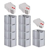 thumbnail of PROREGAL SuperSparSet 10x Eurobox NextGen Economy mit Scharnierdeckel & roten Verschlüssen, Griffe offen, HxBxT 32x30x40cm, 30L, Eurobehälter, Box