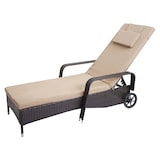thumbnail of Poly-Rattan Sonnenliege Carrara, Relaxliege Gartenliege Liege, Alu ~ braun, Kissen beige