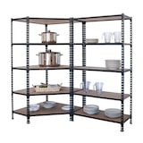 thumbnail of Estantería metálica esquinera sin tornillos Maderclick Corner 5 estantes + 1 estantería Maderclick. Color ANTRACITA/MADERA 1800x1800x500 mm