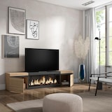 thumbnail of Móvel de TV, Muito espaço de arrumação, 208x35x45cm, Para televisores até 80", Lareira eléctrica XXL, Estilo moderno, Carvalho e preto _ 413_21