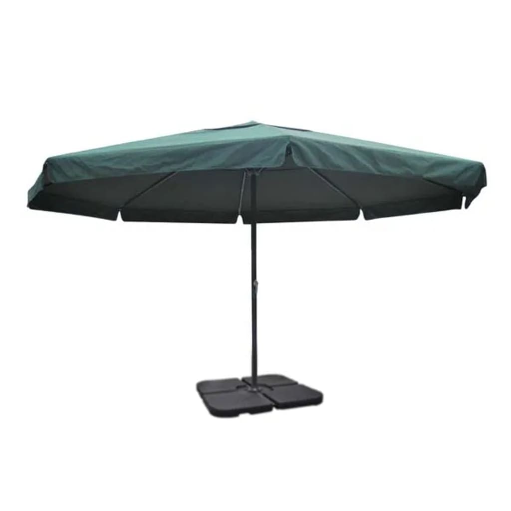 Sombrilla de jardín con base portátil aluminio verde