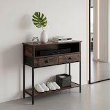 thumbnail of Relaxdays Konsolentisch, HBT: 80 x 80 x 30 cm, MDF, Metall, 2 Schubladen, schmale Konsole, Industrial, Flur, dunkelbraun