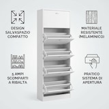 thumbnail of Scarpiera Salvaspazio 5 Ante Mobile Ingresso Slim Legno 63x24x185 cm - Bianco
