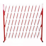 thumbnail of Griglia di protezione HWC-B34, griglia di protezione a forbice estensibile, alluminio rosso-bianco ~ altezza 153cm, larghezza 36-300cm